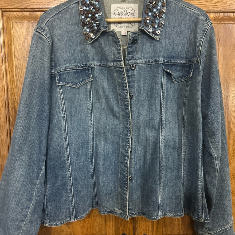 Brighton Embellished Denim Jacket with matching necklace and earrings